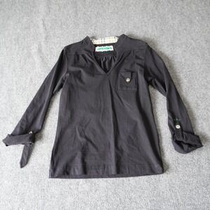 Verdina Women's Black Long Sleeve V-Neck Tunic Top with Pocket‎ - Size M